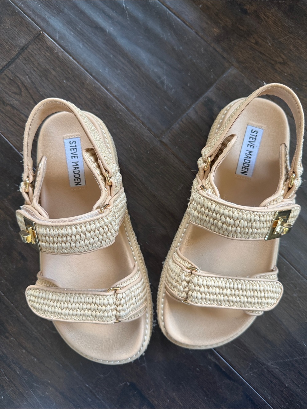 Steve Madden Kids Tan Woven Buckle Sandals